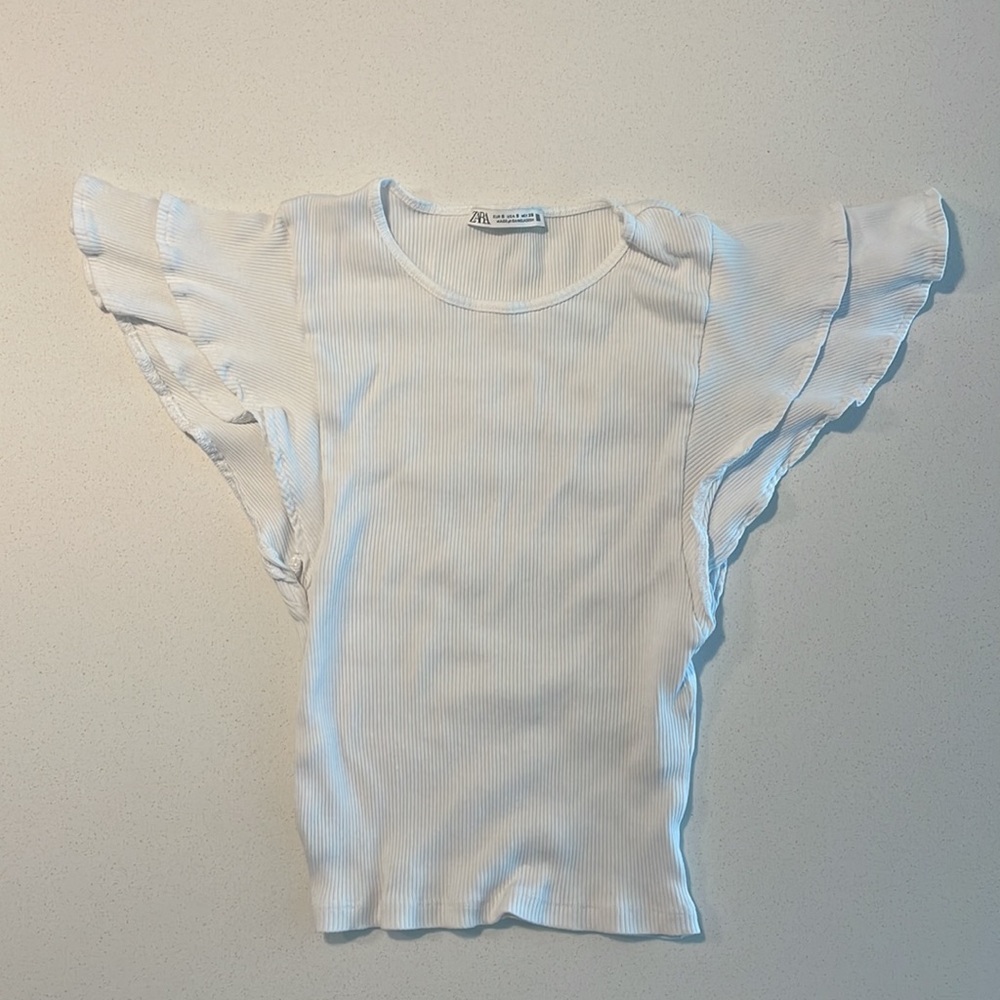 Zara Ruffle Ribbed Shirt